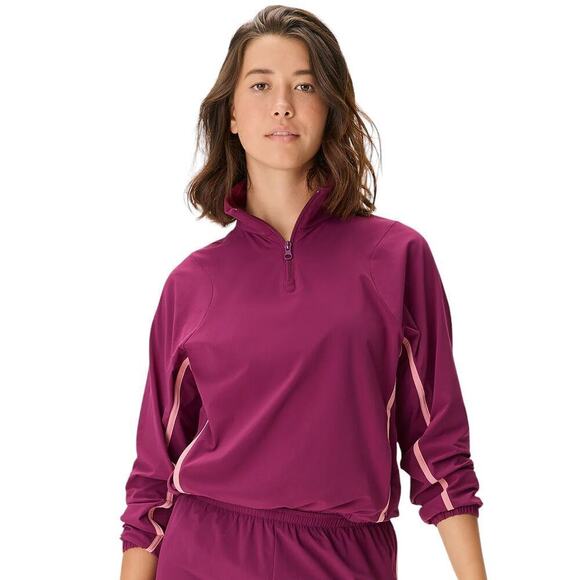 NWOT Outdoor Voices Cropped Lightspeed Quarter Zip Pullover In Burgundy - Size L - Picture 1 of 6